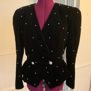 Vintage 80s Velvet Black Blazer